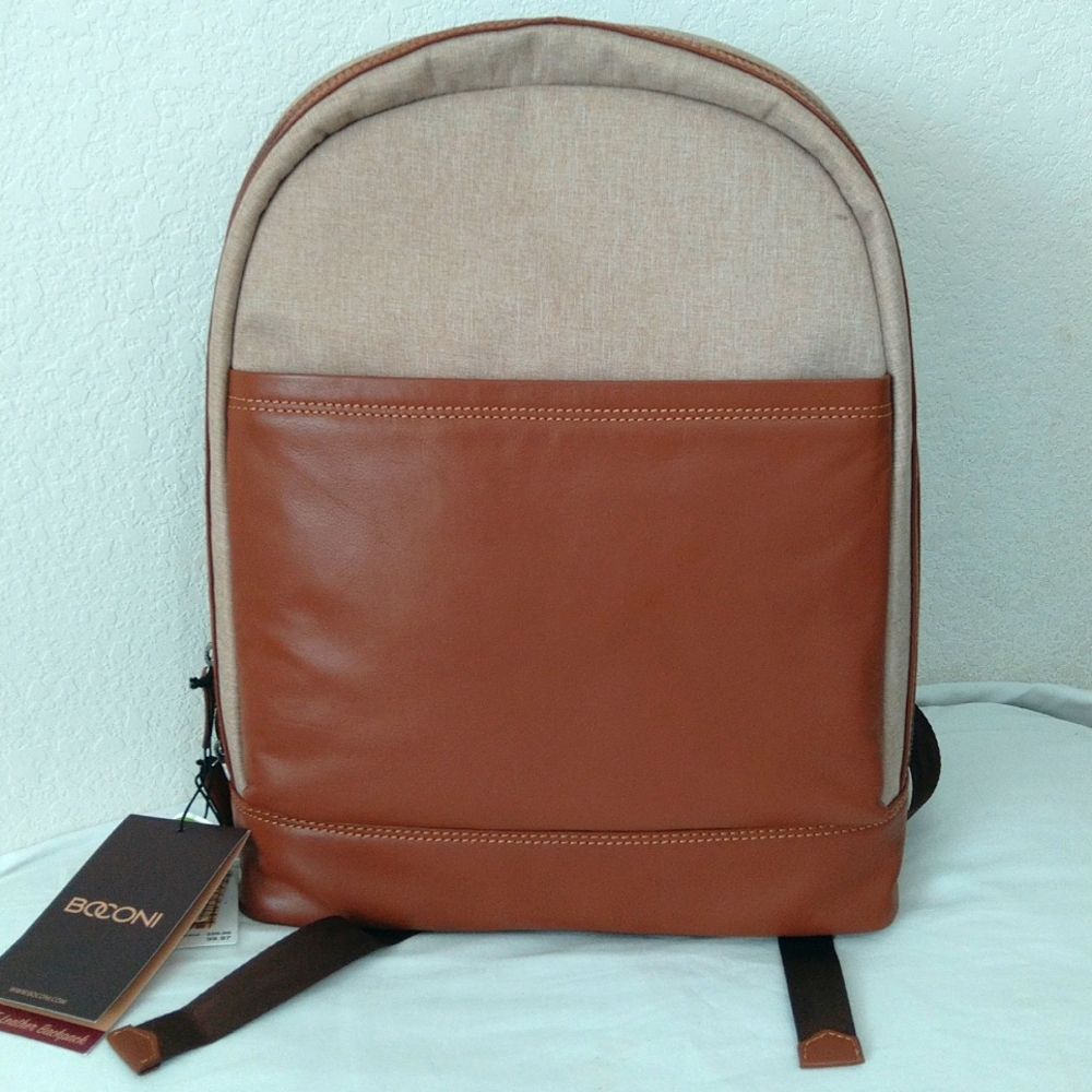 Boconi recycled polyester & leather travel Backpack